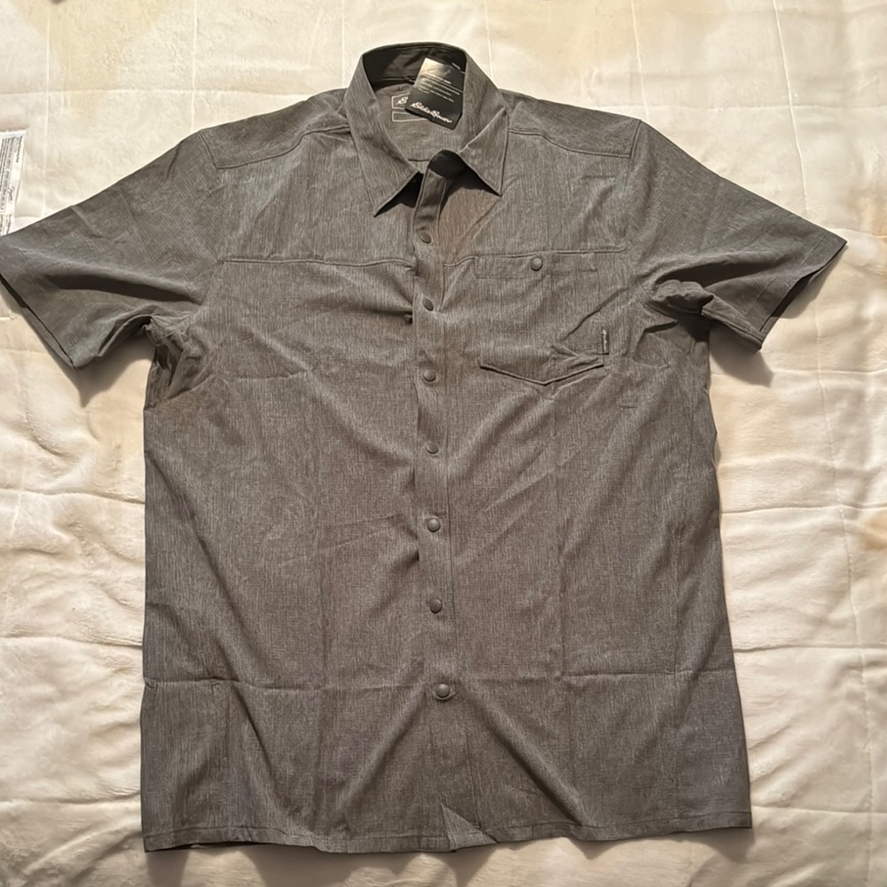 Eddie Bauer Men's Charcoal Button-Down Shirt NWT U1